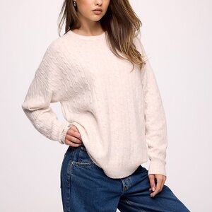 nuuds Cable Crewneck Sweater - Heather Bone